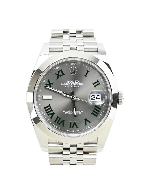 ROLEX 勞力士 DATEJUST 41 綠羅馬數字 銀灰溫布敦面 41mm