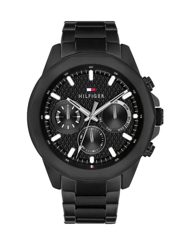 Tommy Hilfiger 低調全黑三眼不鏽鋼男錶 1710653 錶徑46MM